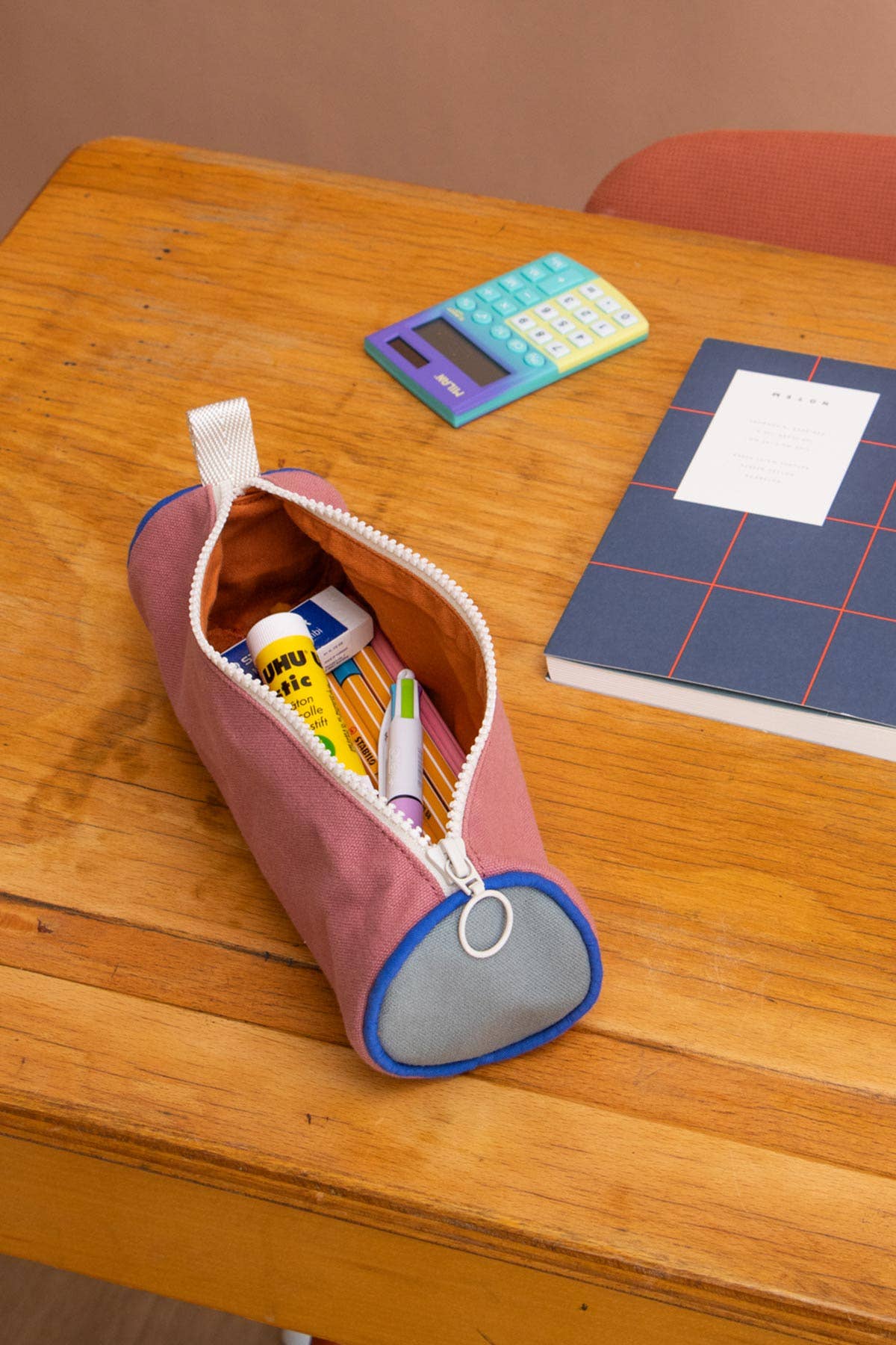 Mia Tricolor Pencil Case Blush Pink