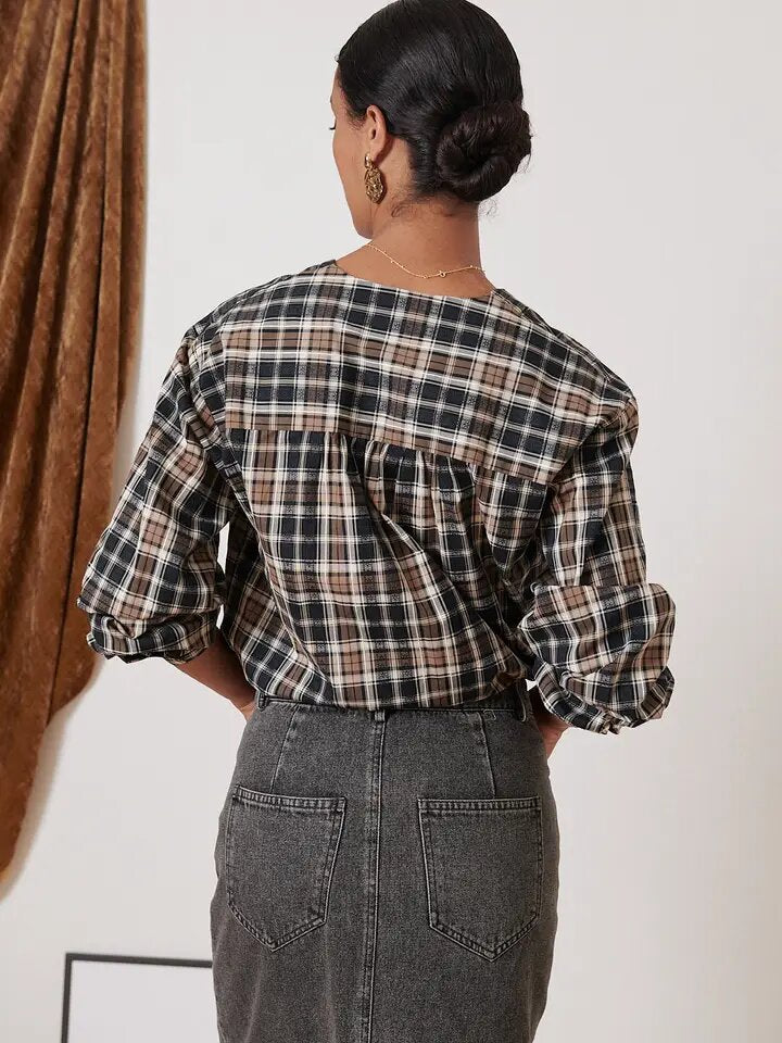 Garance Sevilla Brown Checked Shirt