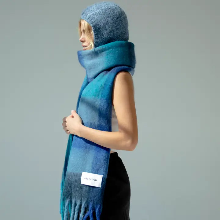 Artic Fox The Reykjavik Scarf - 100% Recycled -Blue Check