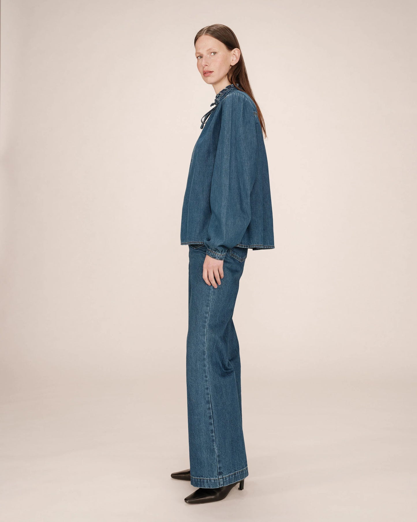 Grace and Mila Dark Blue Denim Blouse