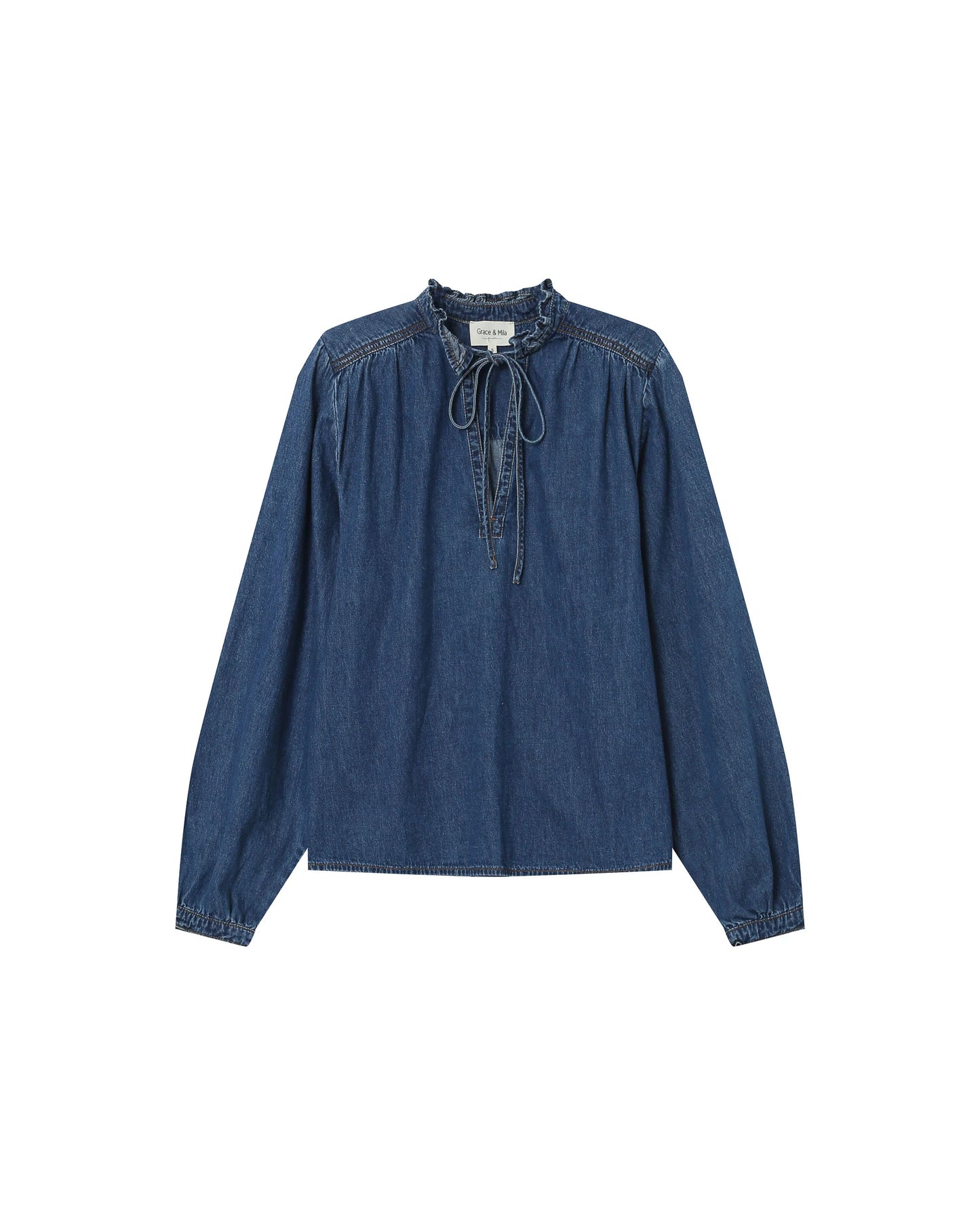 Grace and Mila Dark Blue Denim Blouse