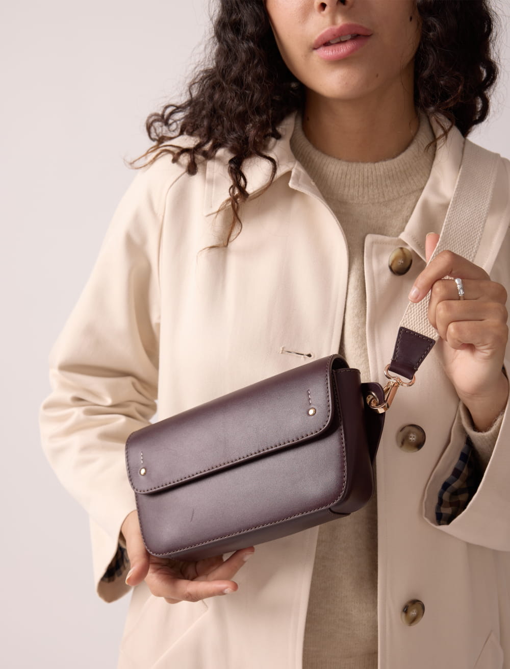 Maradji Fig Leather Over Shoulder Bag