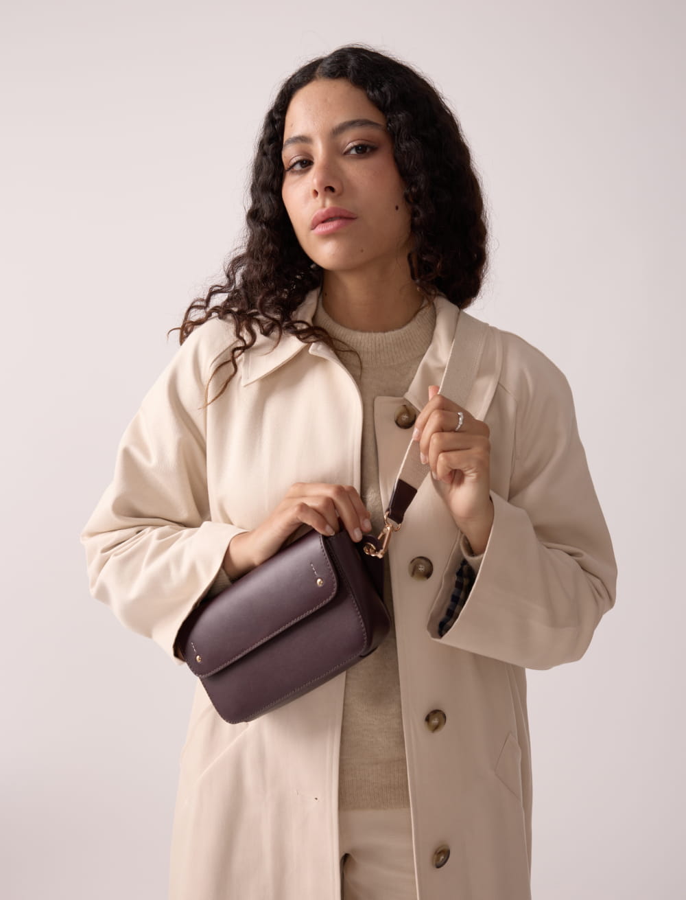 Maradji Fig Leather Over Shoulder Bag