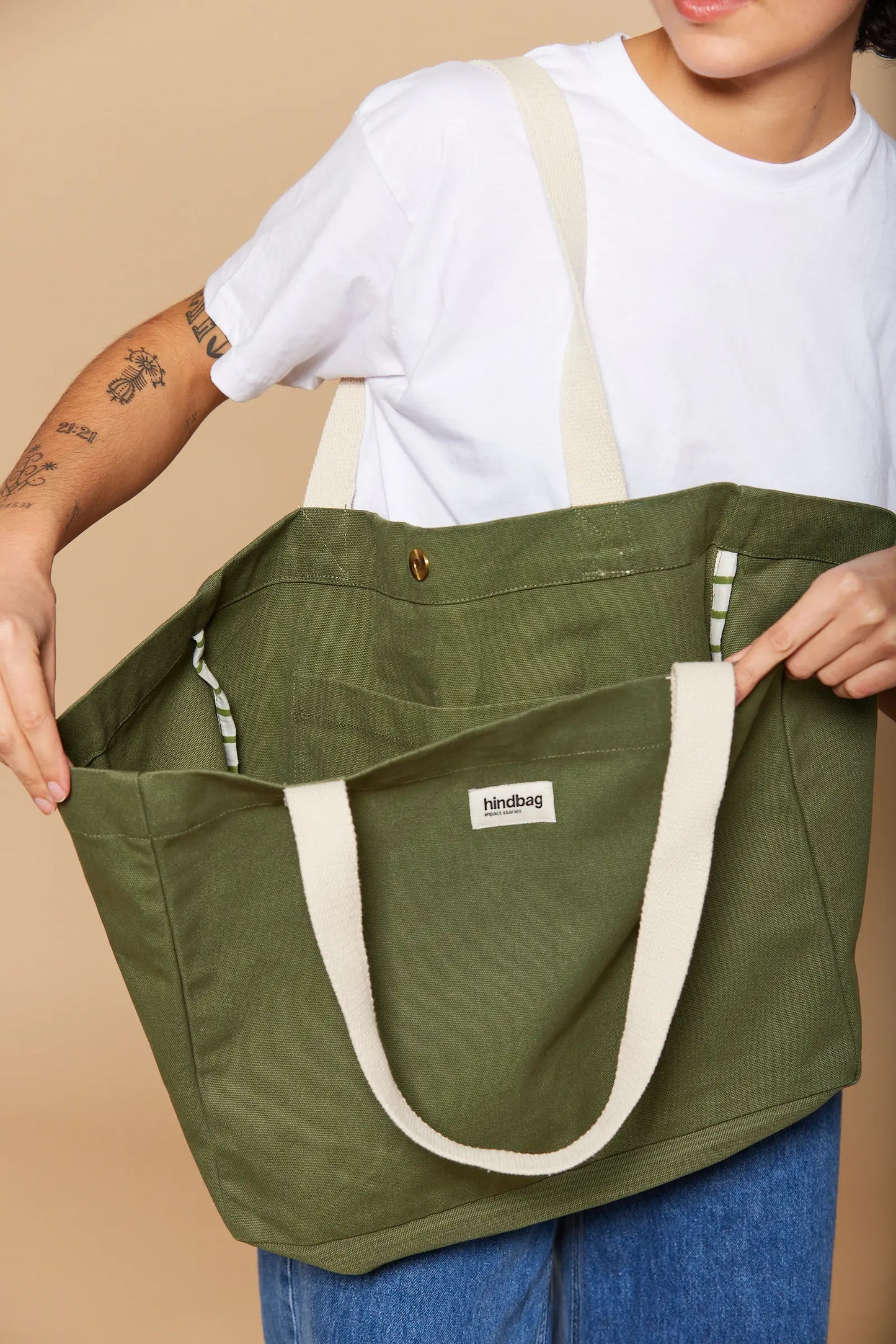 HindBag Large Beach bag/Shopper (Olive)