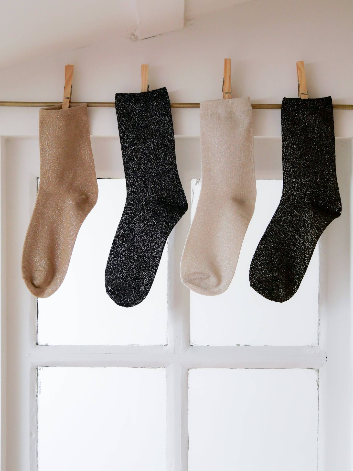 Glitter Socks - Gold/Black/Silver