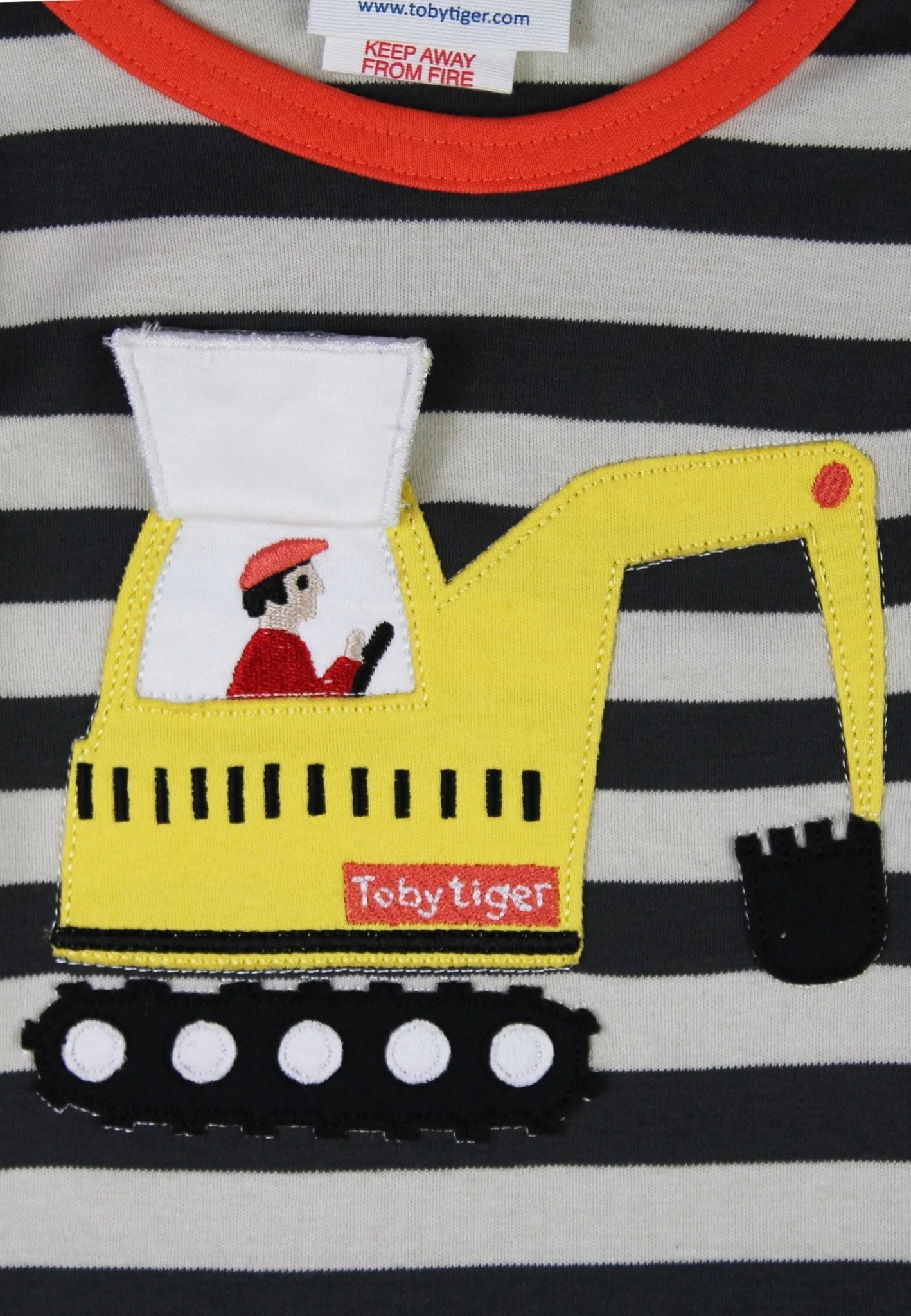 Toby Tiger Organic Grey Digger Applique T-shirt