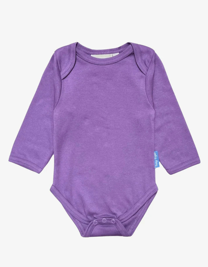 Toby Tiger Organic Purple Basic Long-Sleeved Baby Body