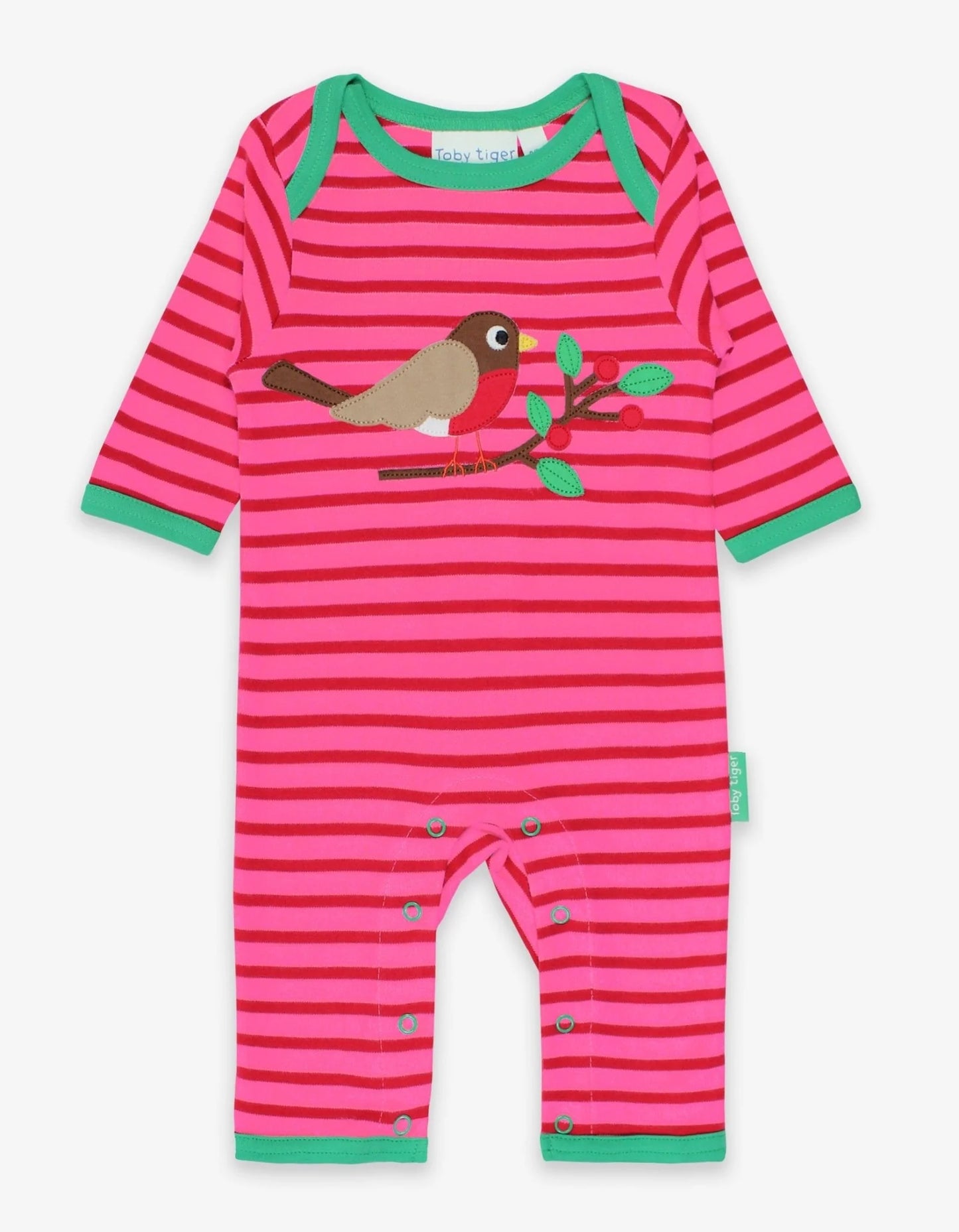 Toby Tiger Organic Robin Applique Sleepsuit
