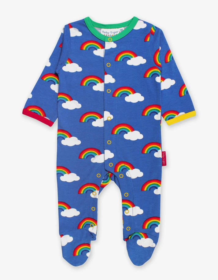 Toby Tiger Organic Rainbow Print Babygrow