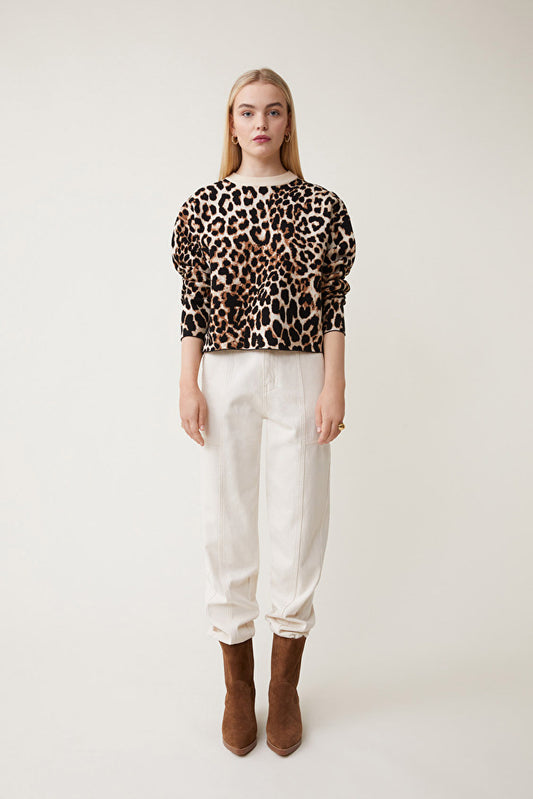 Suncoo Leopard Print Paleo Sweater