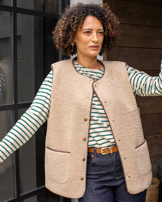 Chalk Fleur Stripe Top | Evergreen/Cream