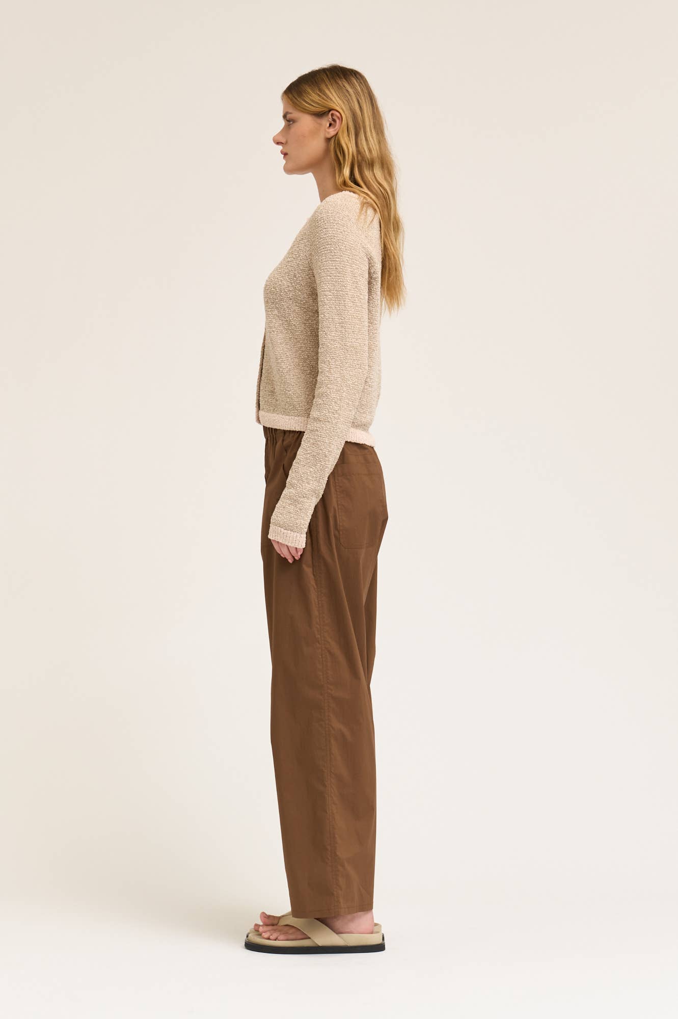 Grade and Gather Tobacco Cotton Wide Leg Trousers