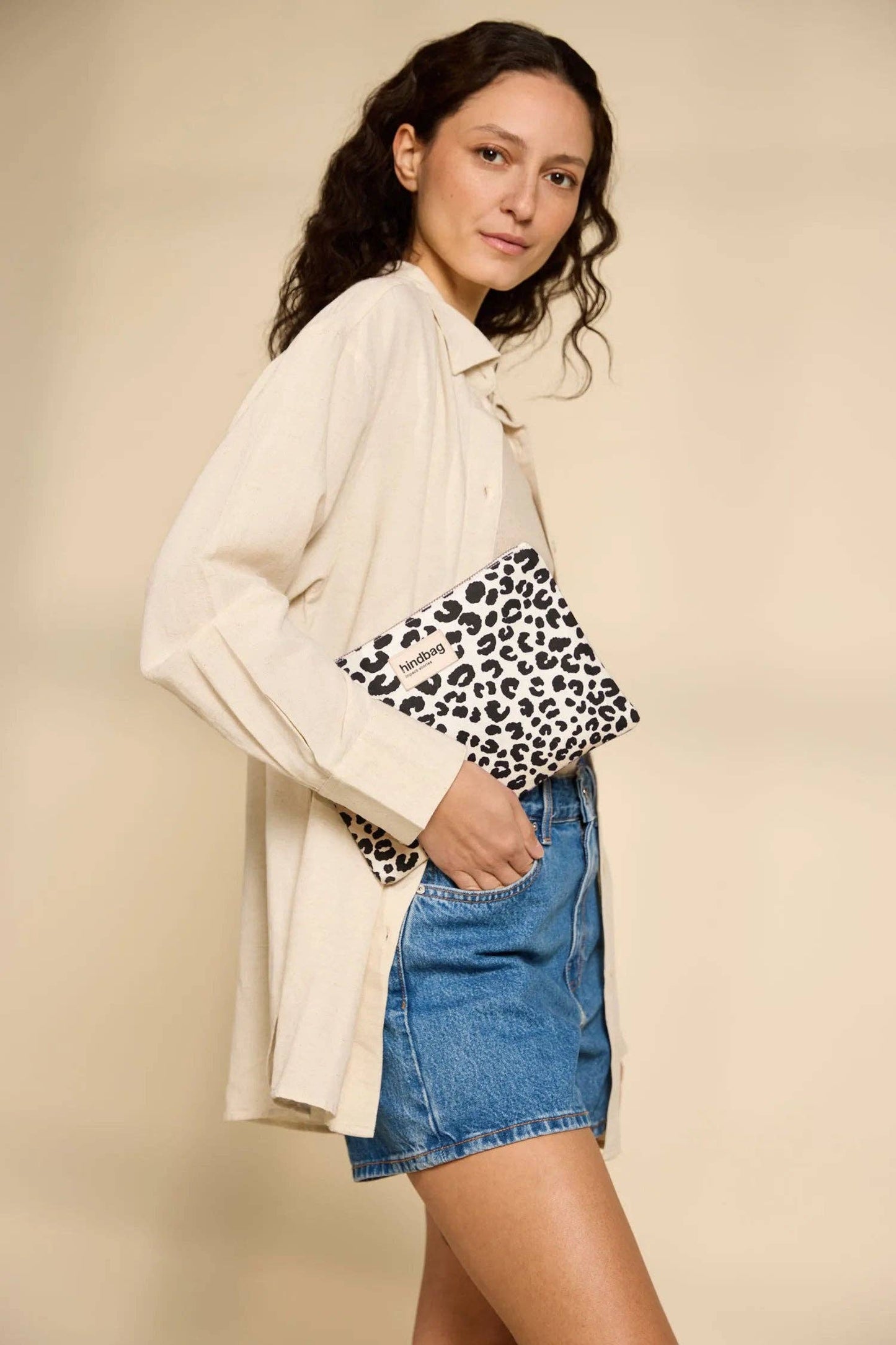 Hindbag Ecru Leopard Ema Pouch