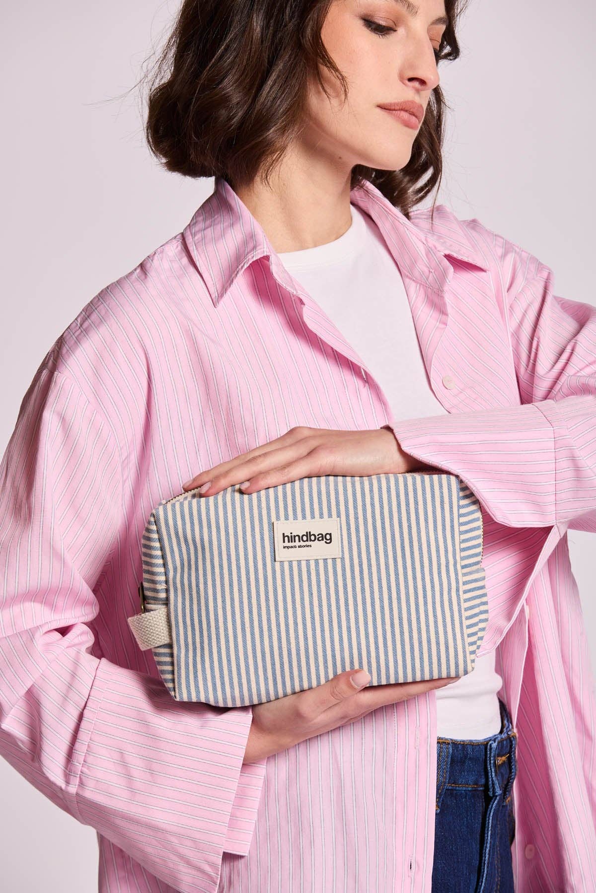Leon Blue-Striped Toiletry Bag