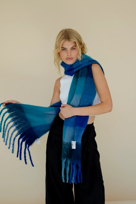 Artic Fox The Reykjavik Scarf - 100% Recycled -Blue Check