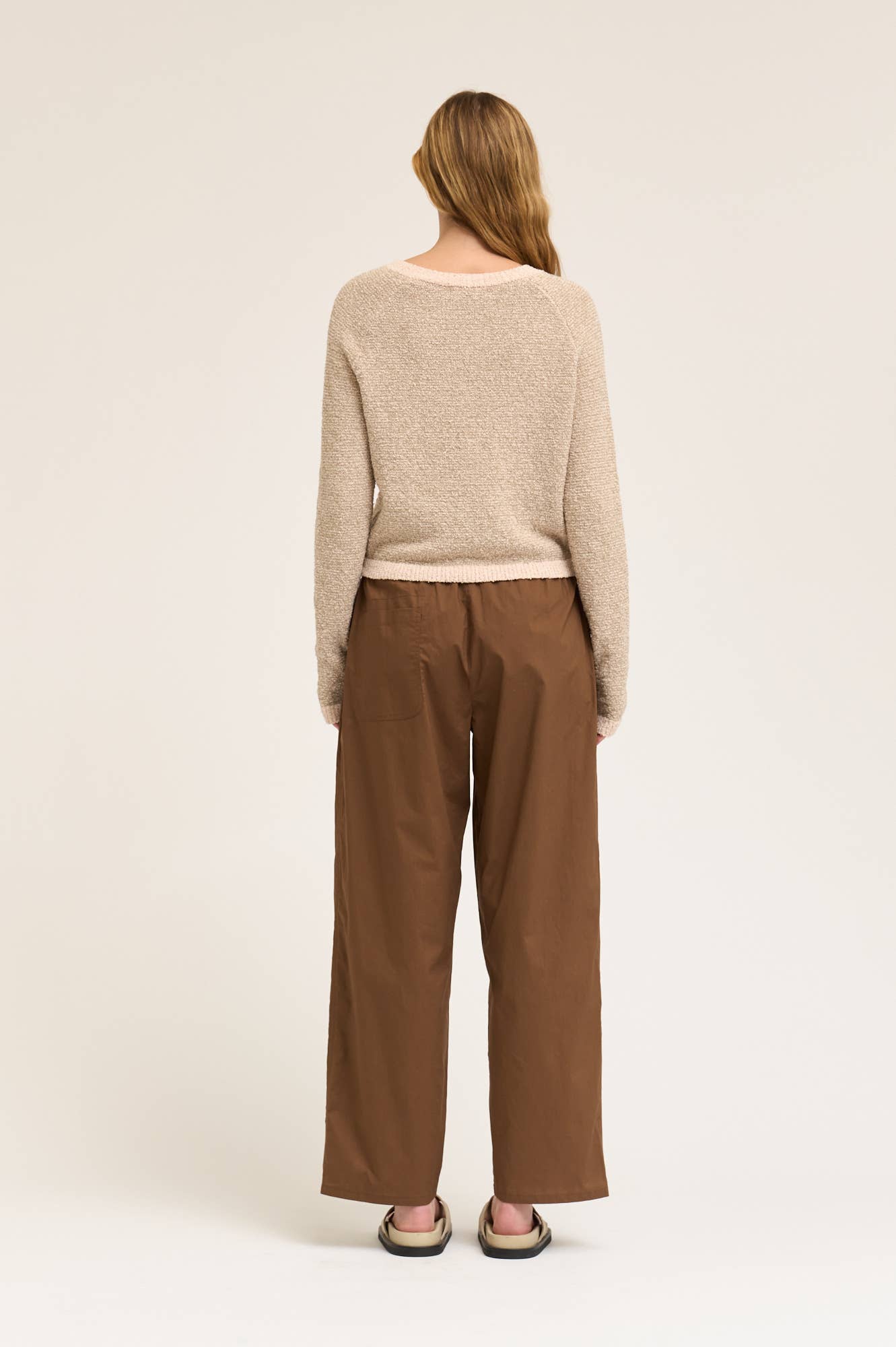 Grade and Gather Tobacco Cotton Wide Leg Trousers