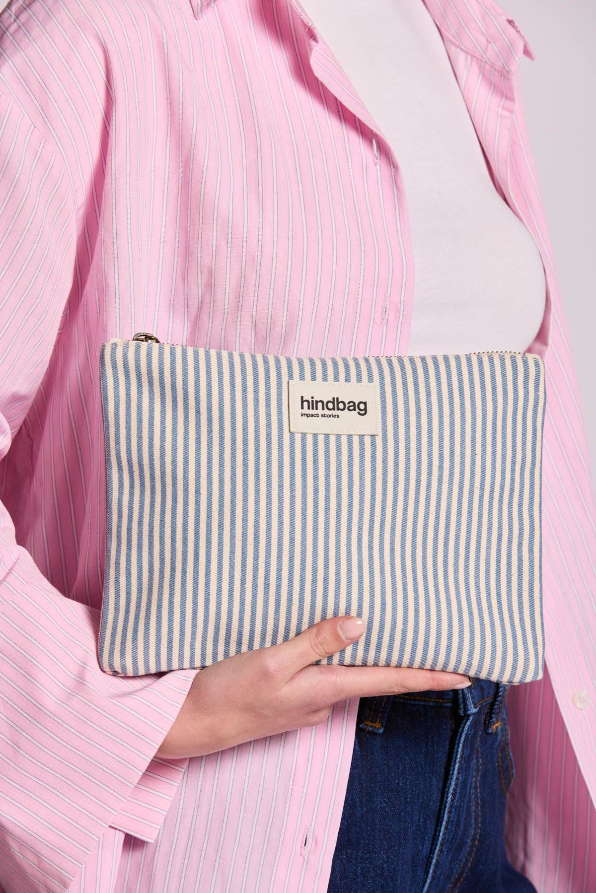Ema blue-striped pouch