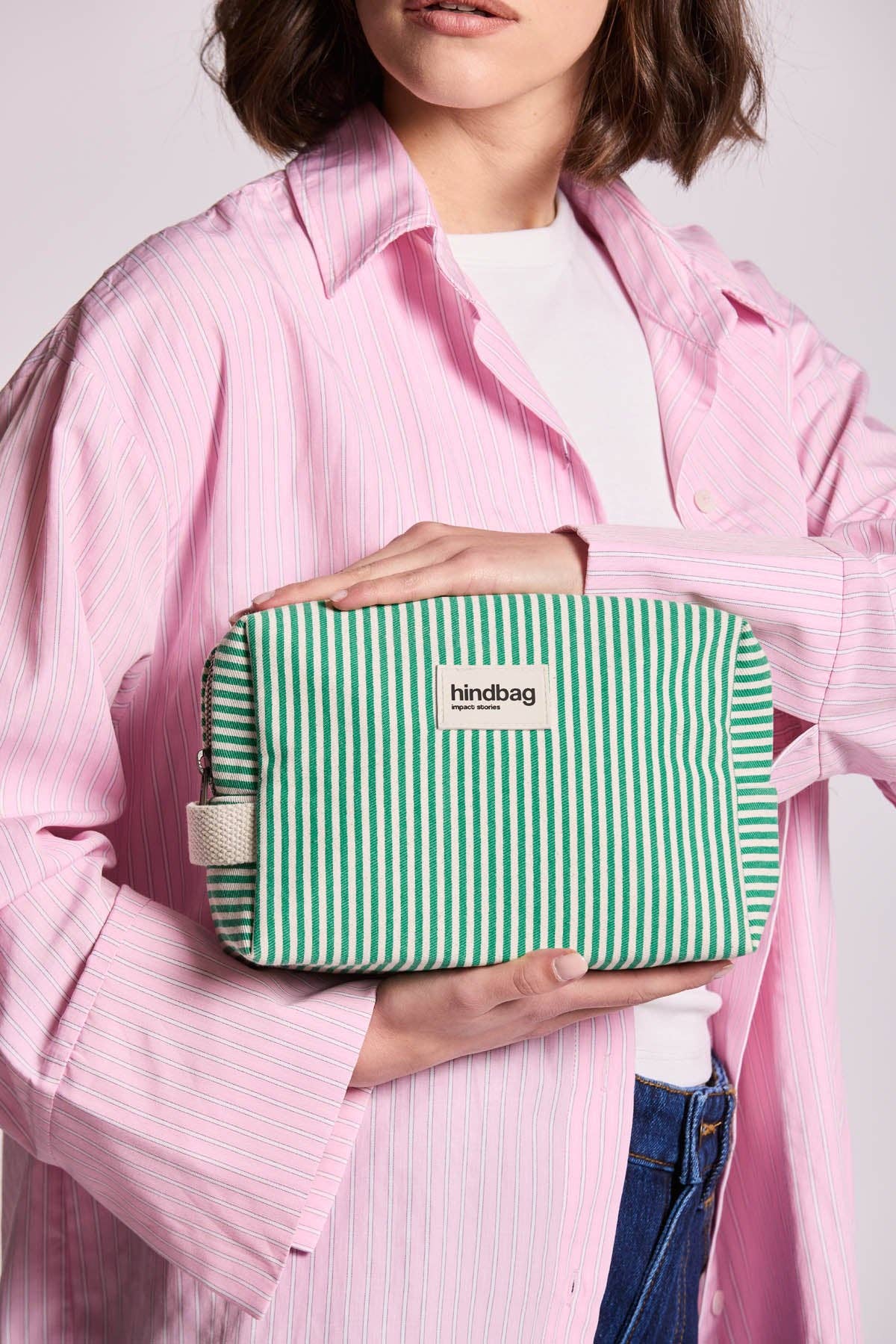 Leon Toiletry Bag Green Stripes