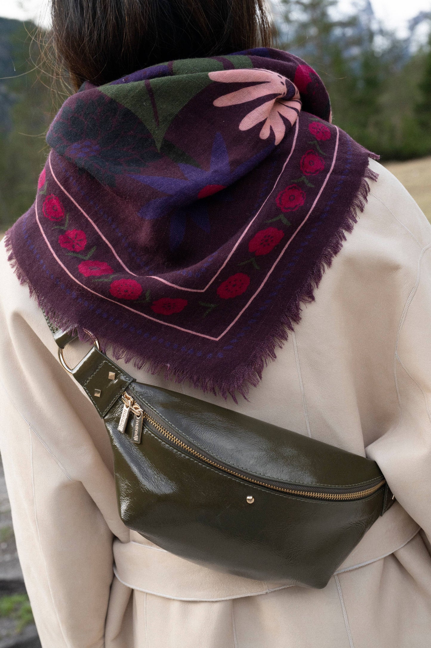 Maradji Khaki Leather Over Shoulder Bag