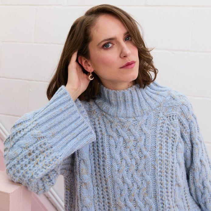 Cara and the Sky: Sarah High Neck Cable Wide Sleeve Jumper