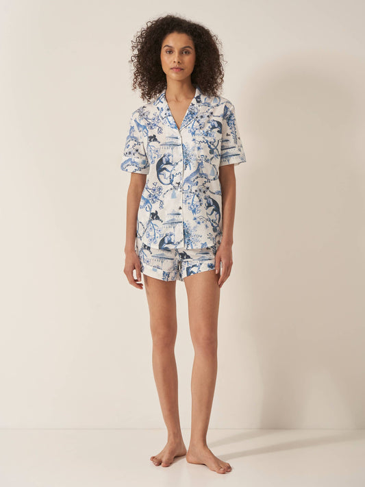Women's Organic Pyjama Short Set - Chinoiserie