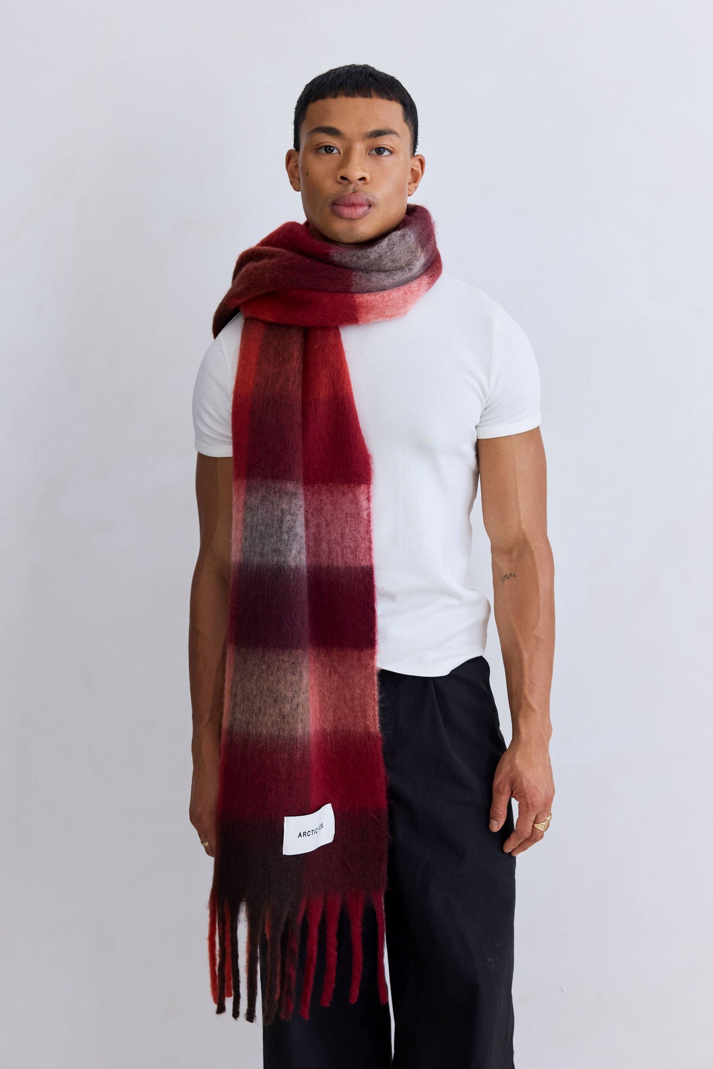 Artic Fox Reykjavik Scarf - 100% Recycled - Burgundy check