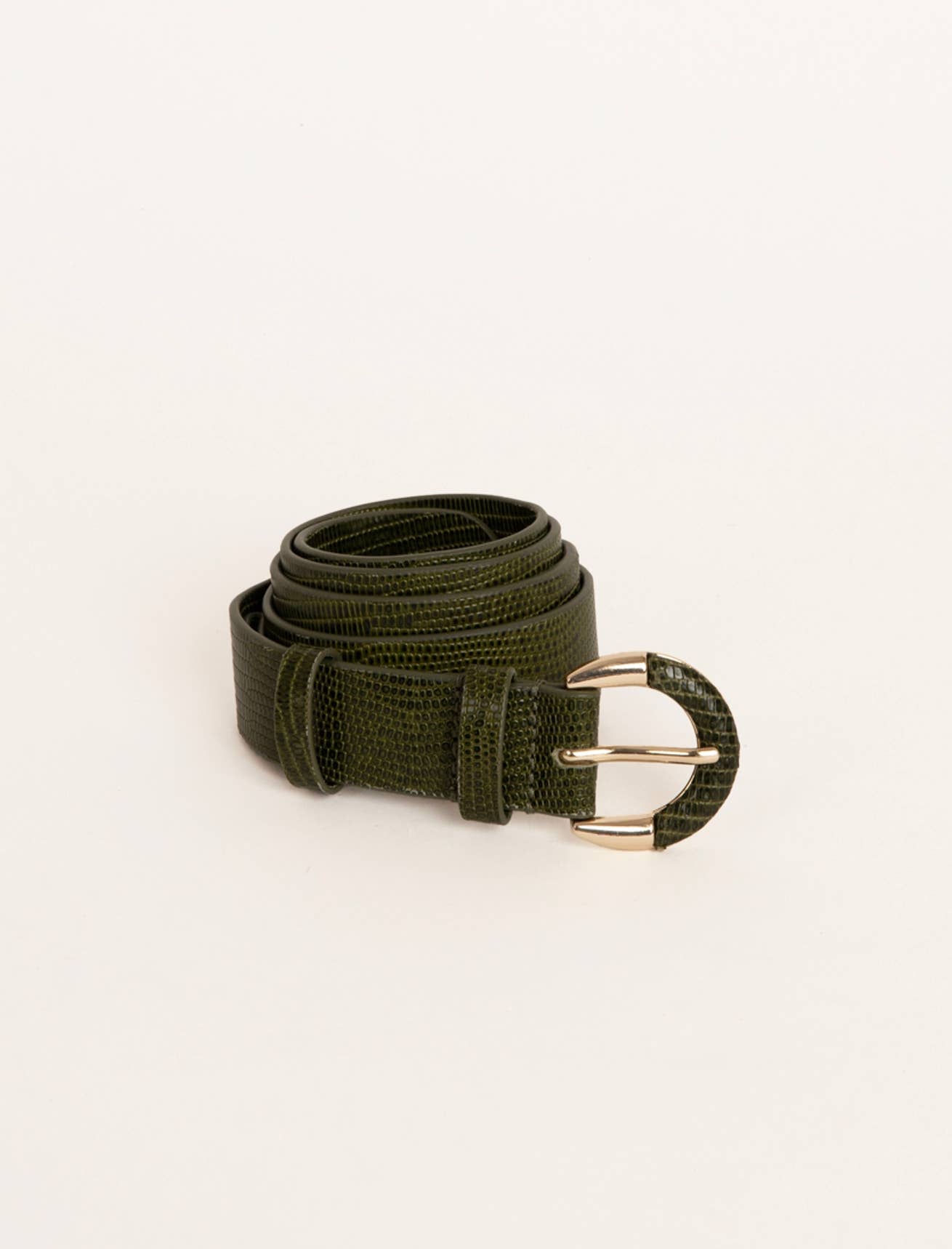 Maradji Khaki Leather Belt (Lizard pattern)