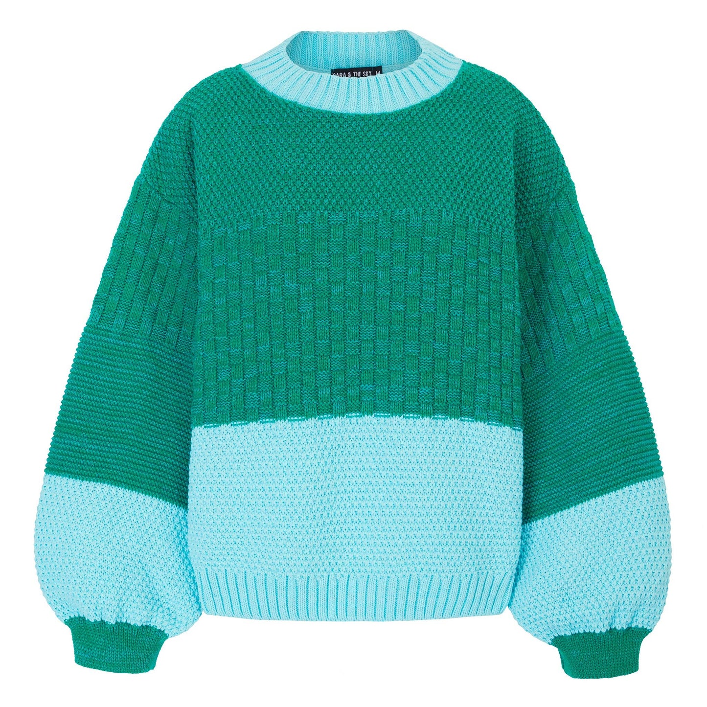 Taz Recycled Cotton Mix Two Tone Jumper - Green Knitwear