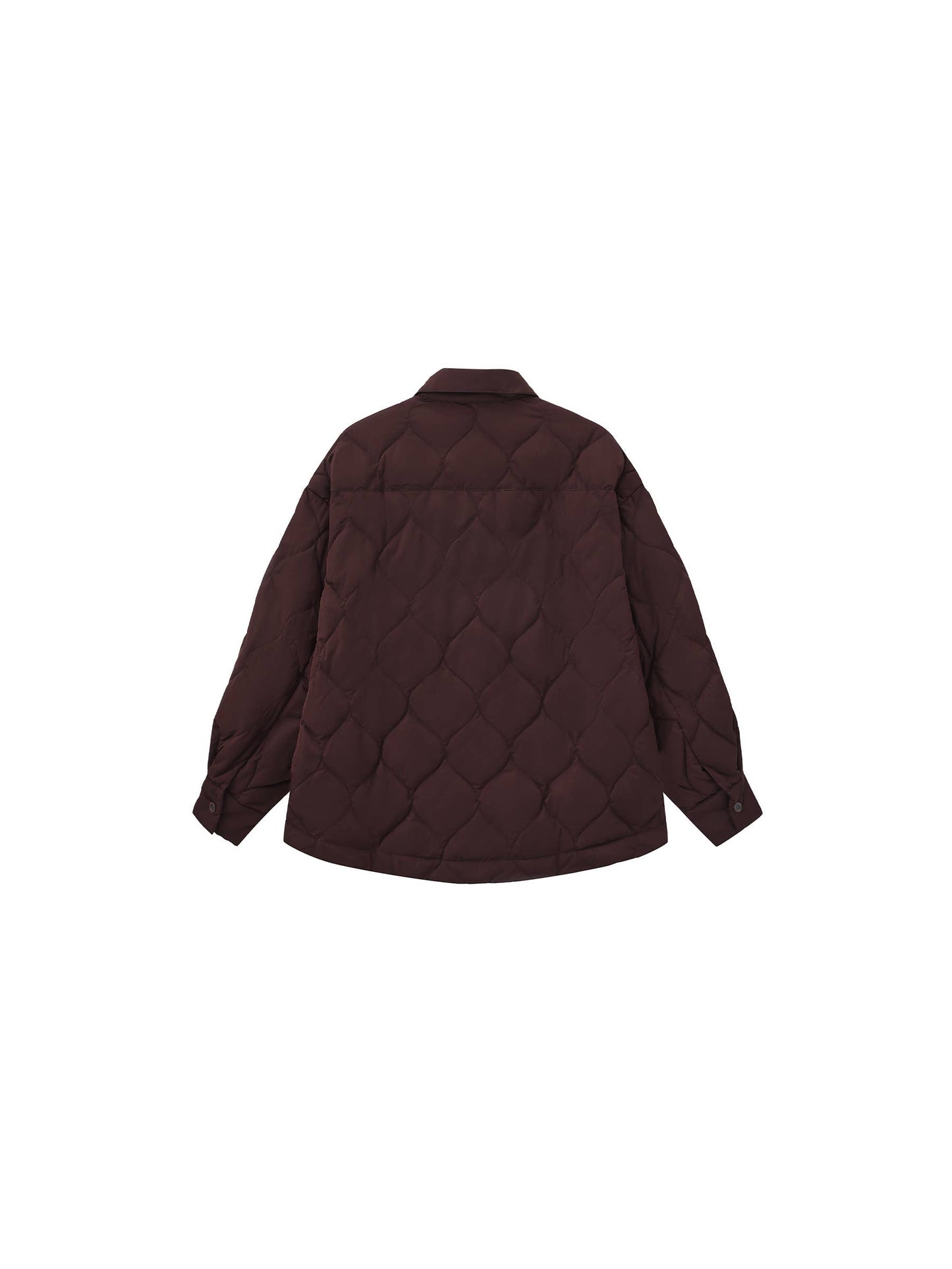 Button-Front Shirt Collar Loose-Fit Down Jacket