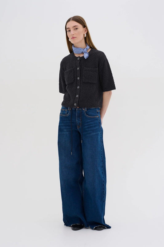 My Essential Wardrobe Carry Navy Knitted Cardigan