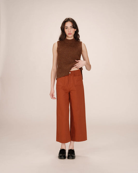 Grace and Mila Wide Leg Cropped Chinos (Rust)