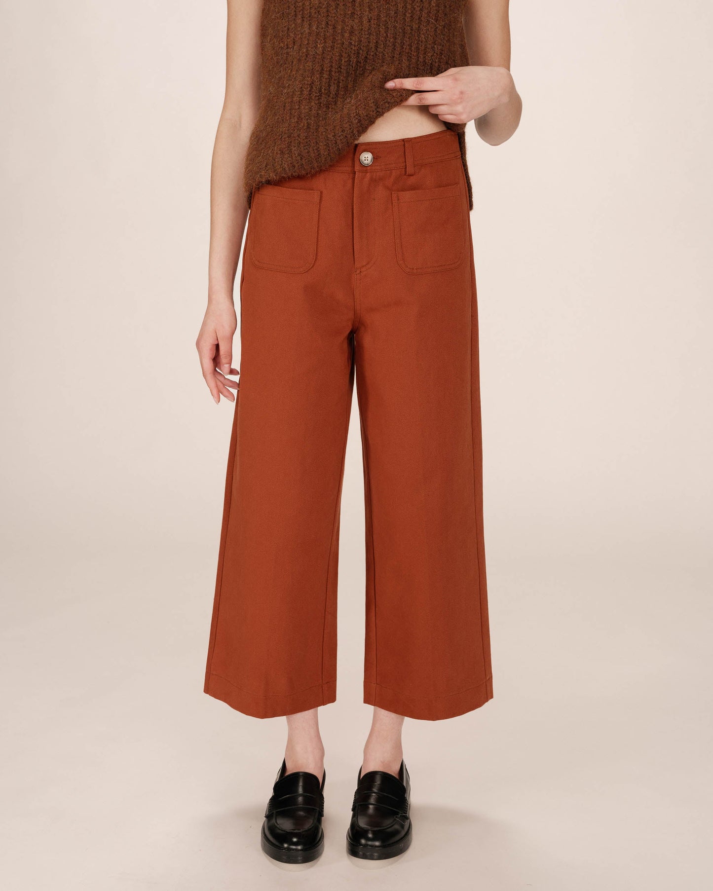 Grace and Mila Wide Leg Cropped Chinos (Rust)