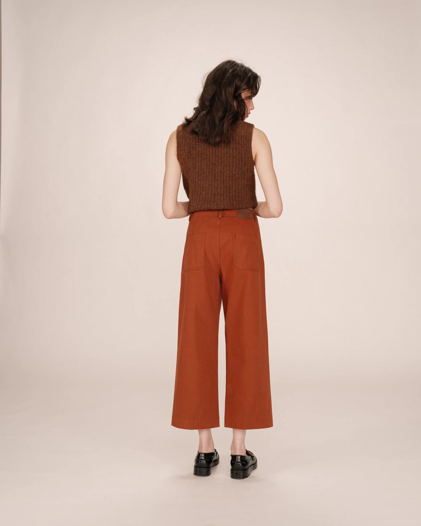 Grace and Mila Wide Leg Cropped Chinos (Rust)