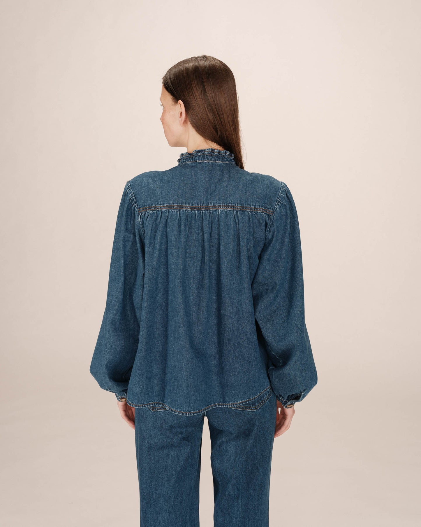 Grace and Mila Dark Blue Denim Blouse