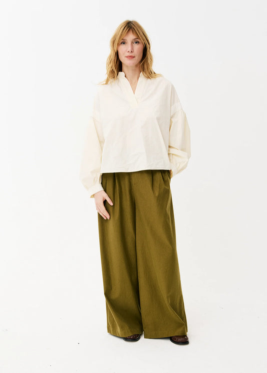 Maison Anana Phybie Khaki Wide Leg Trousers