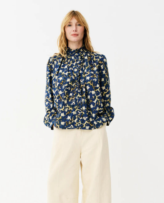 MAISON Anana Chryasline Blue Printed Blouse