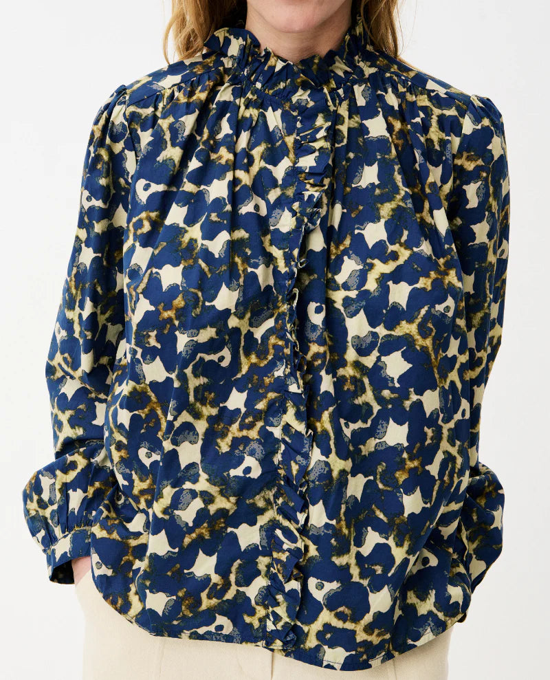 MAISON Anana Chryasline Blue Printed Blouse