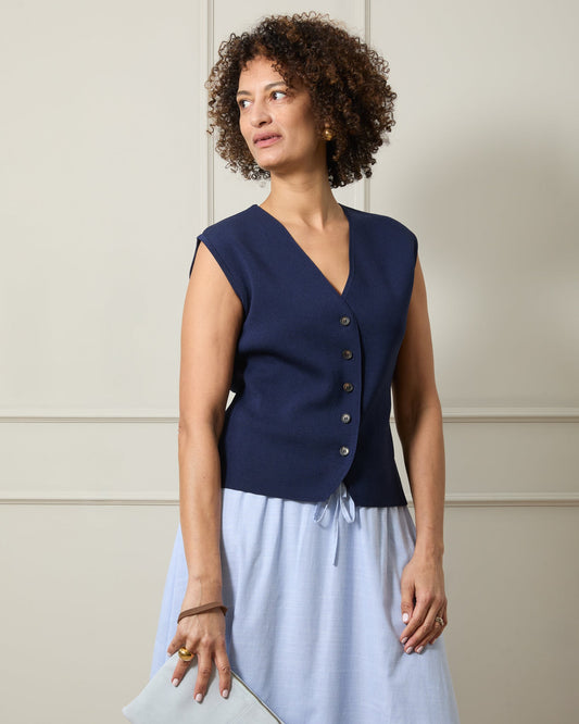Chalk - Navy Blue Peta Waistcoat