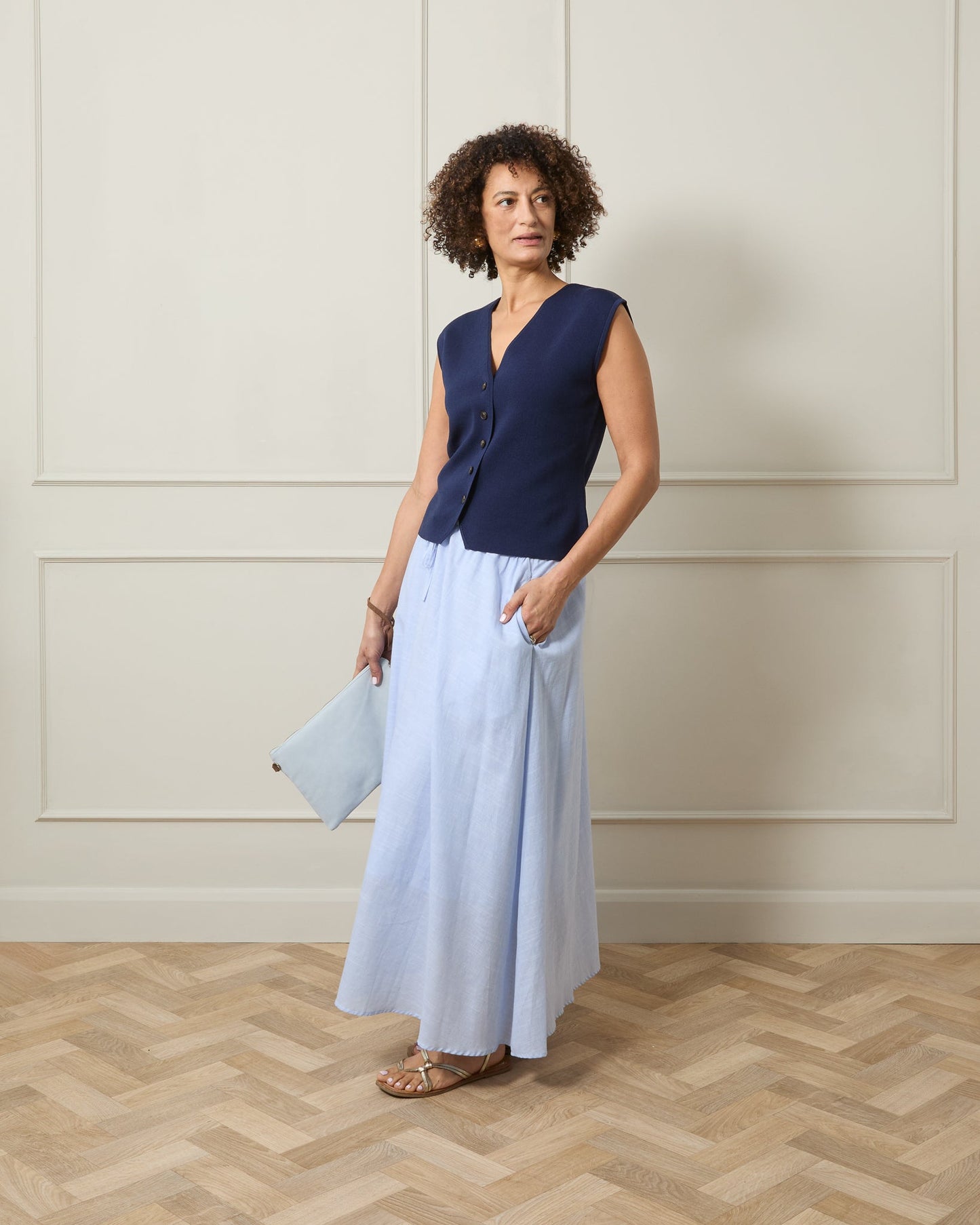 Chalk - Navy Blue Peta Waistcoat