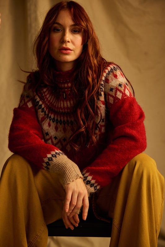 One Collective Tana Red Argyle Jumper