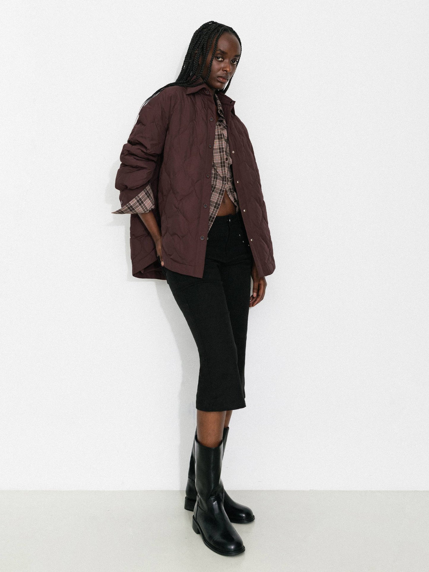 Button-Front Shirt Collar Loose-Fit Down Jacket