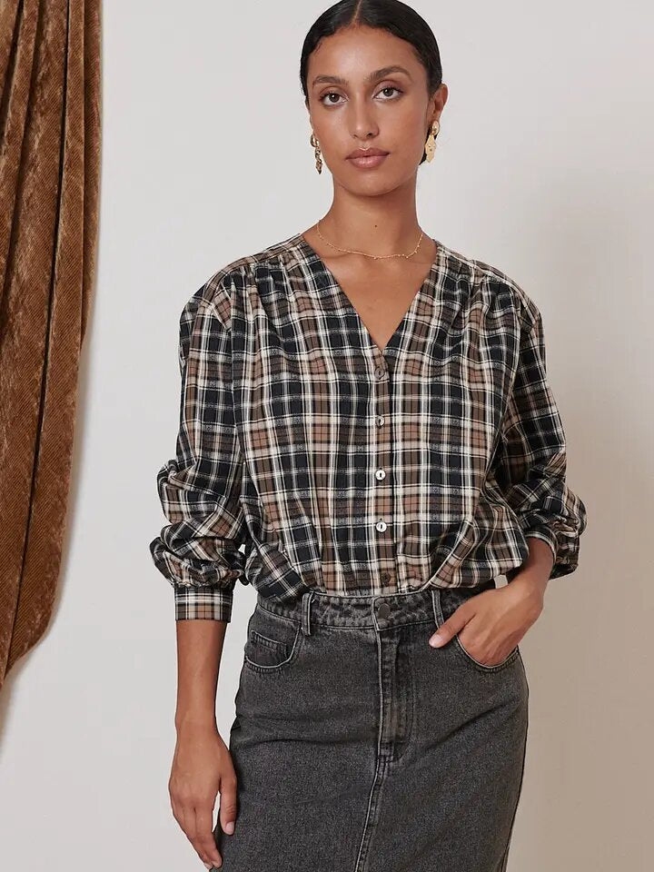 Garance Sevilla Brown Checked Shirt