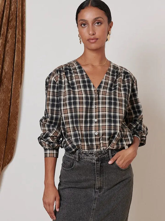 Garance Sevilla Brown Checked Shirt