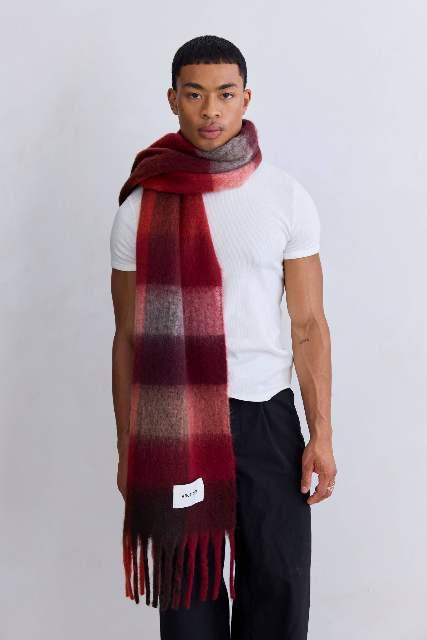 Artic Fox Reykjavik Scarf - 100% Recycled - Burgundy check