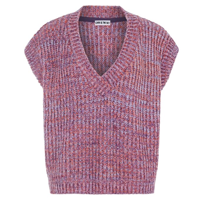 Sara V Neck Twist Knitted Vest - Multi
