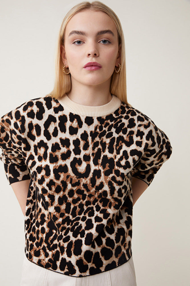 Suncoo Leopard Print Paleo Sweater