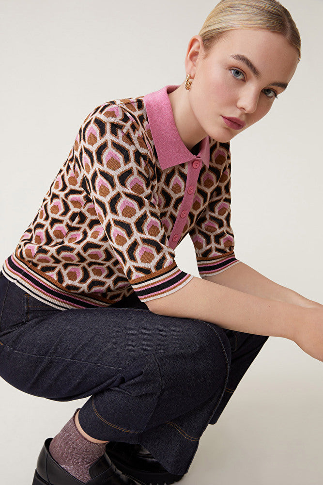Suncoo Pink Palmer Short Sleeve Knit