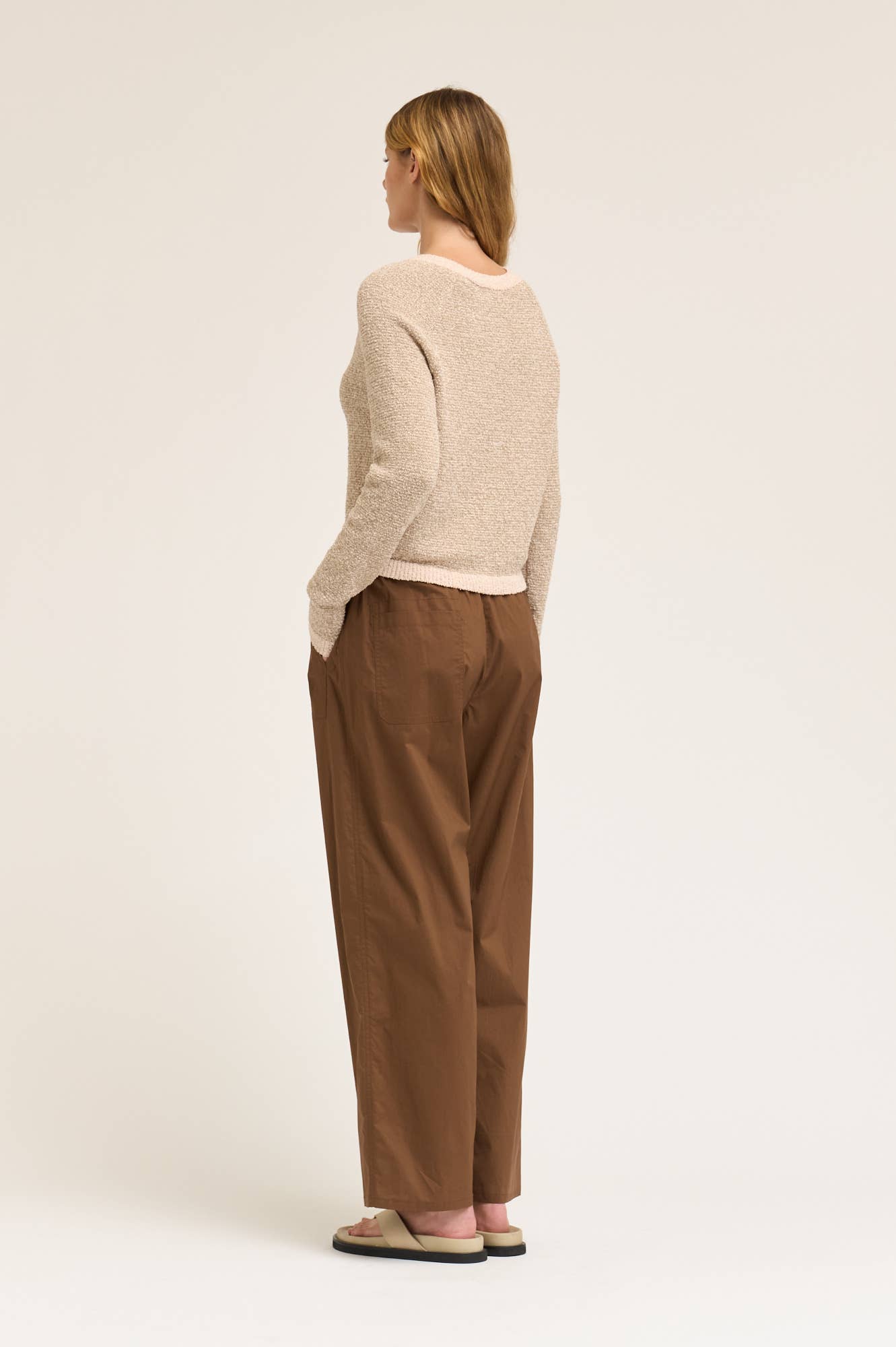 Grade and Gather Tobacco Cotton Wide Leg Trousers