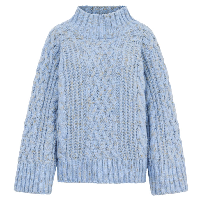 Cara and the Sky: Sarah High Neck Cable Wide Sleeve Jumper