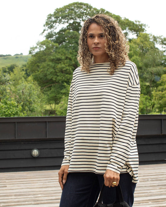 Chalk Bryony  Stripe Top | Black / Cream